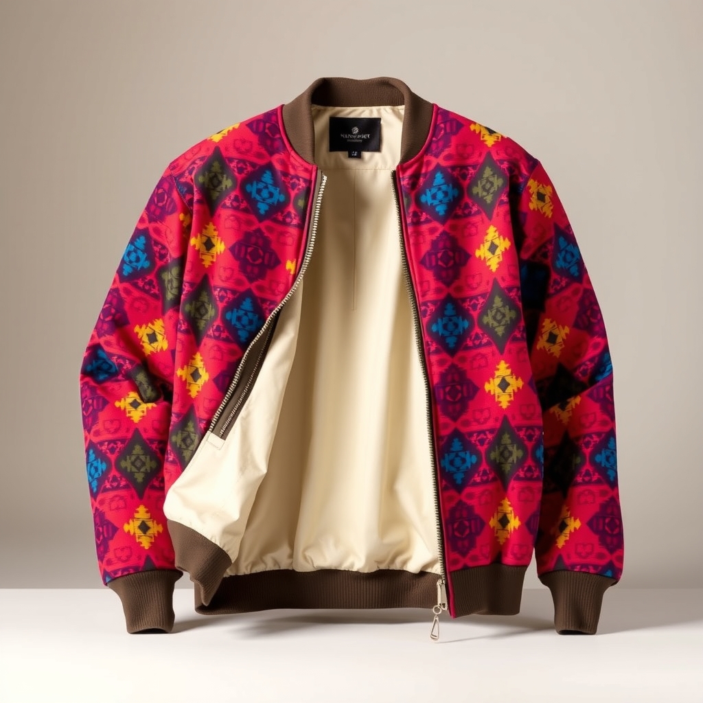 Dhaka Topi Print Bomber Jacket