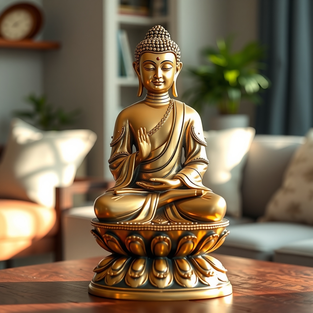Brass Buddha Statue, 10 inch 2