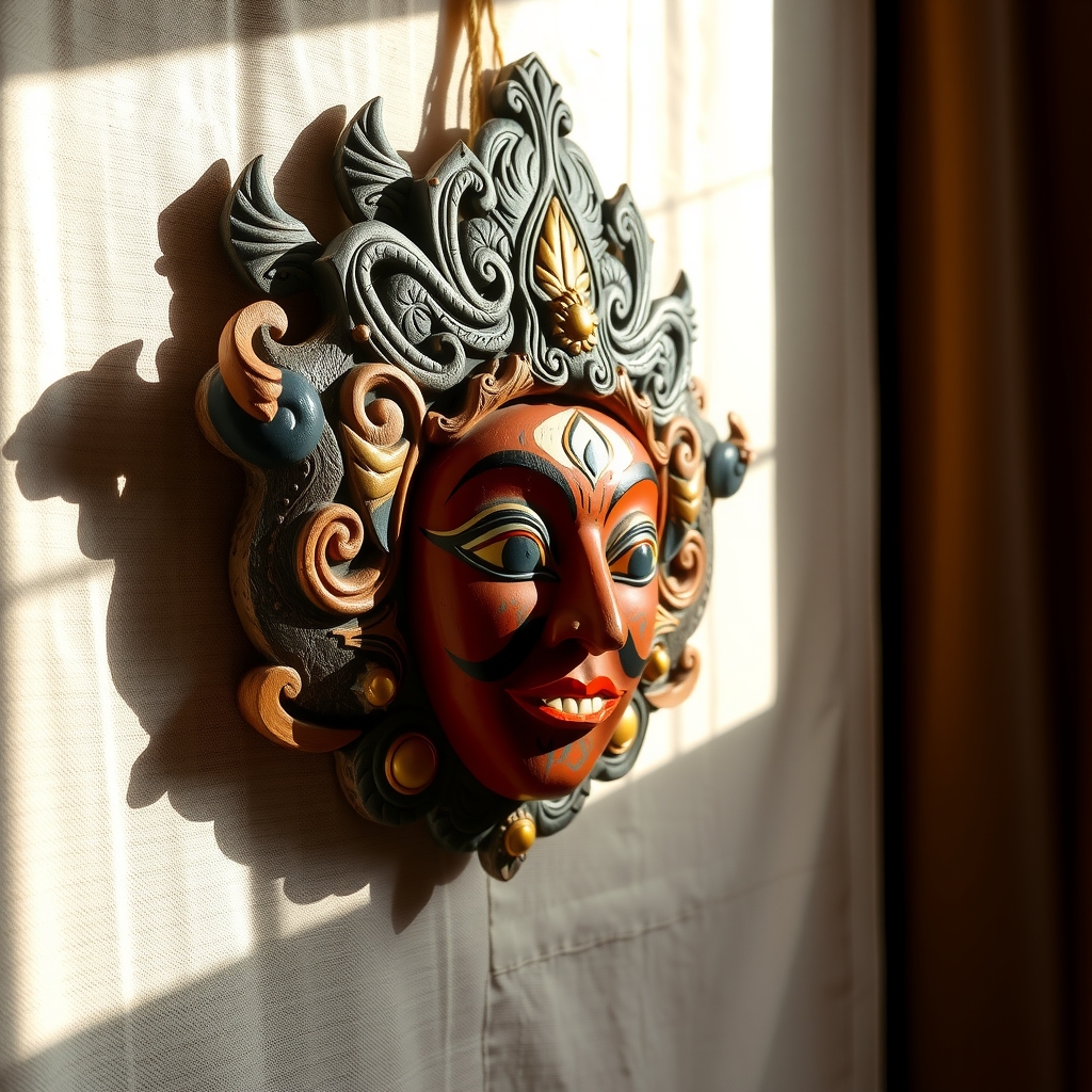 Carved Wooden Newari Mask